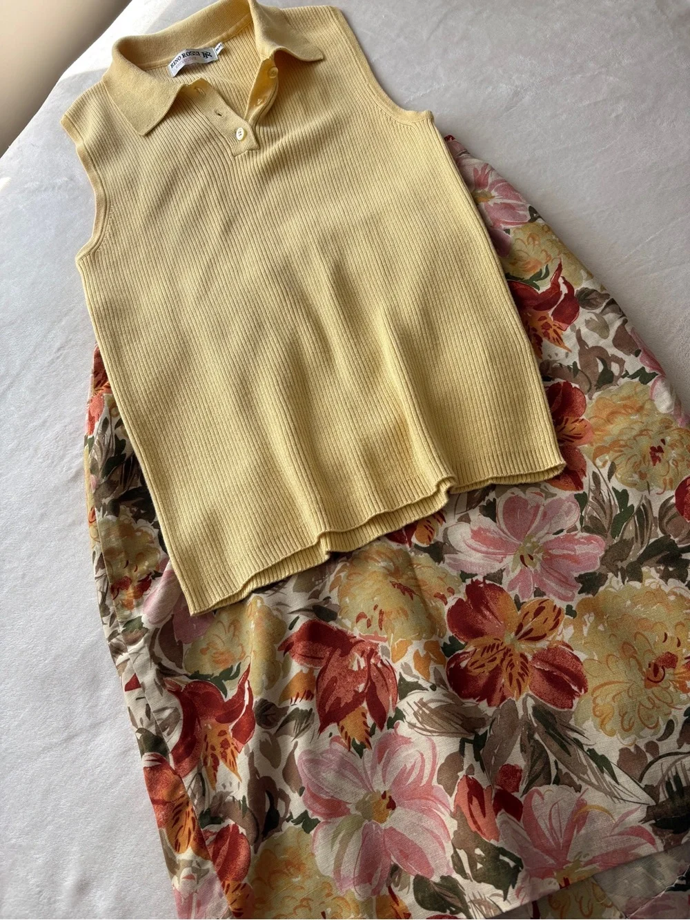 Linen Blend St. Michael (Marks & Spencer) Floral Pencil Skirt Made in UK 8-10 - Picture 13 of 13